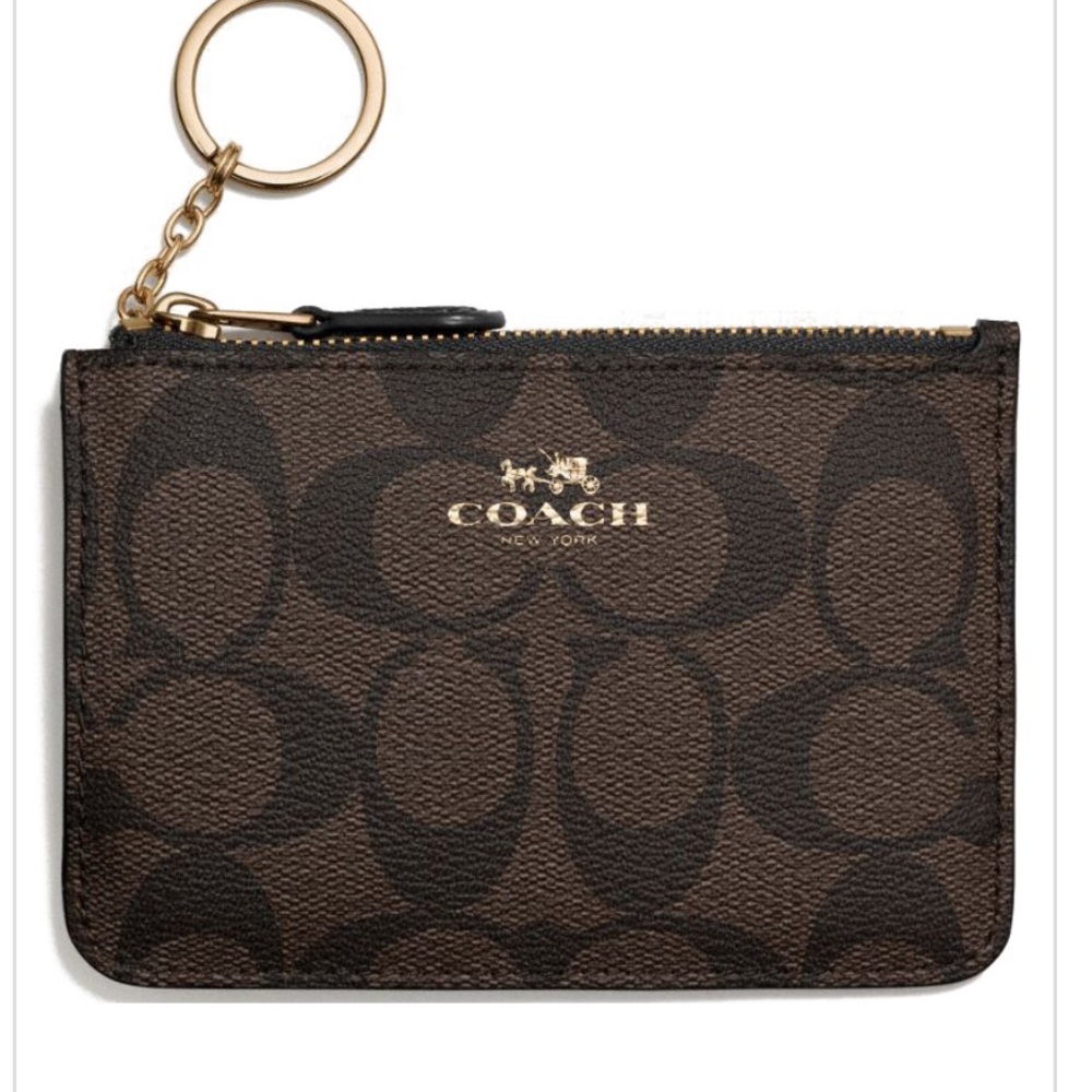 Coach Signature Brown Key Pouch